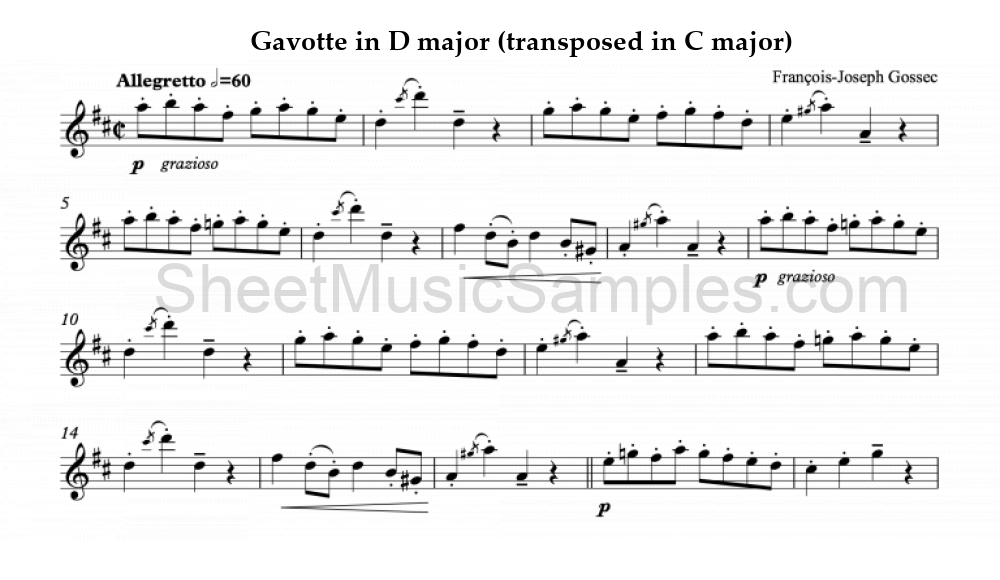 Gavotte in D major (transposed in C major)