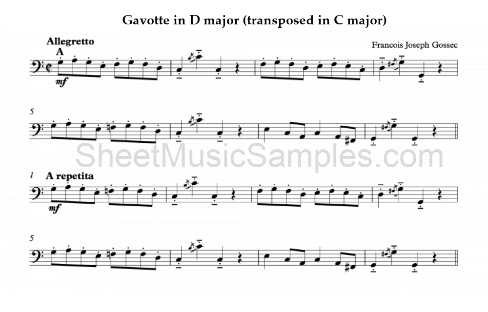 Gavotte in D major (transposed in C major)