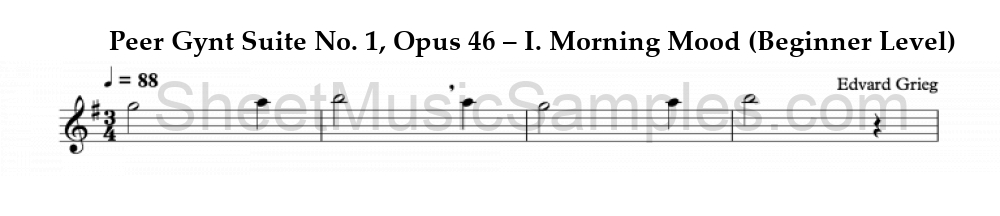 Peer Gynt Suite No. 1, Opus 46 – I. Morning Mood (Beginner Level)