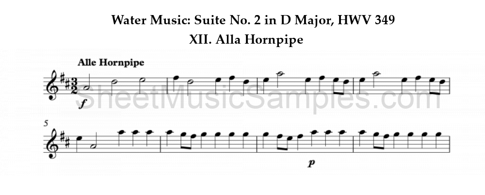 Water Music: Suite No. 2 in D Major, HWV 349 - XII. Alla Hornpipe