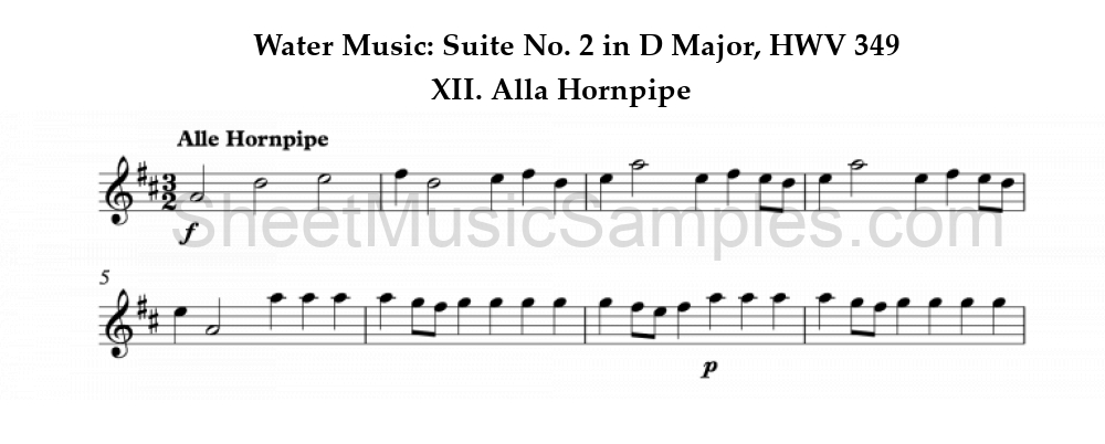 Water Music: Suite No. 2 in D Major, HWV 349 - XII. Alla Hornpipe