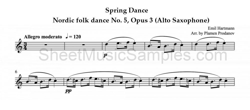 Spring Dance - Nordic folk dance No. 5, Opus 3 (Alto Saxophone)