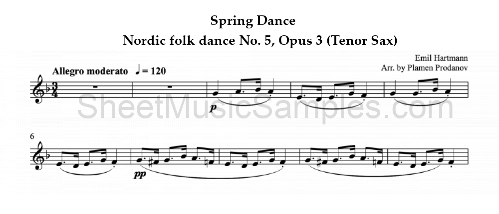 Spring Dance - Nordic folk dance No. 5, Opus 3 (Tenor Sax)