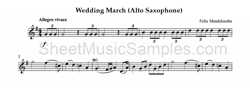 Wedding March (Alto Saxophone)