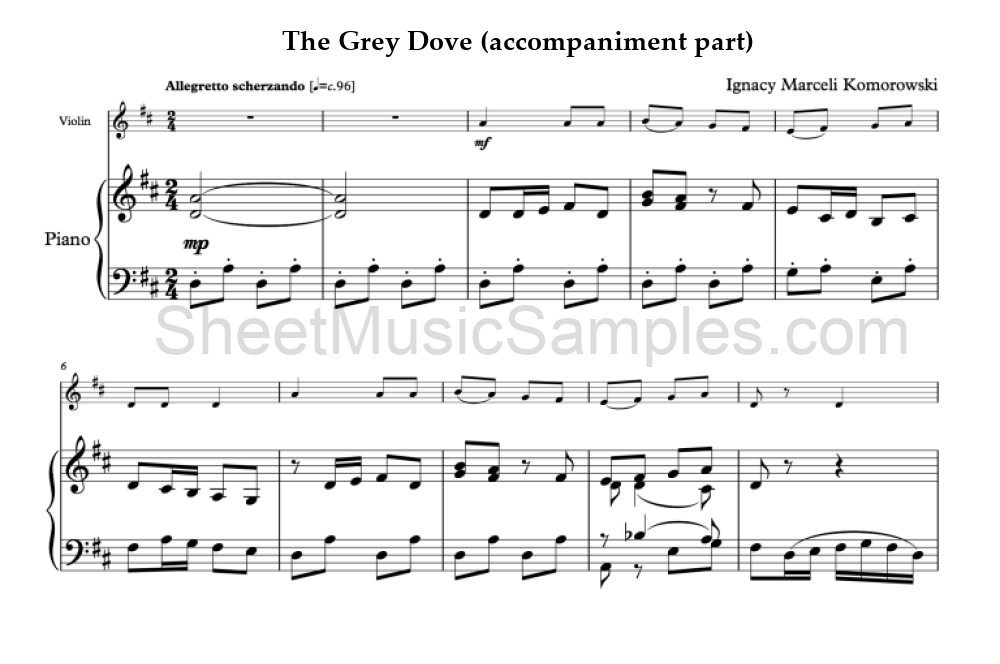 The Grey Dove (accompaniment part)