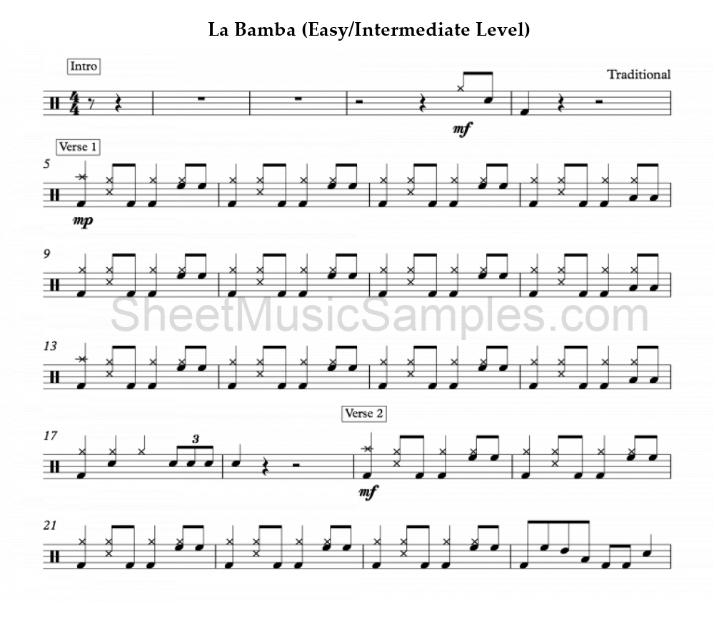 La Bamba (Easy/Intermediate Level)