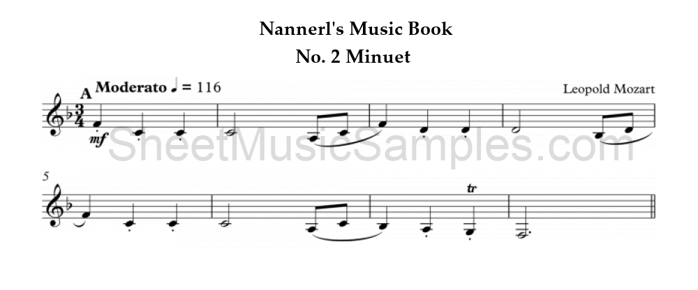 Nannerl's Music Book - No. 2 Minuet