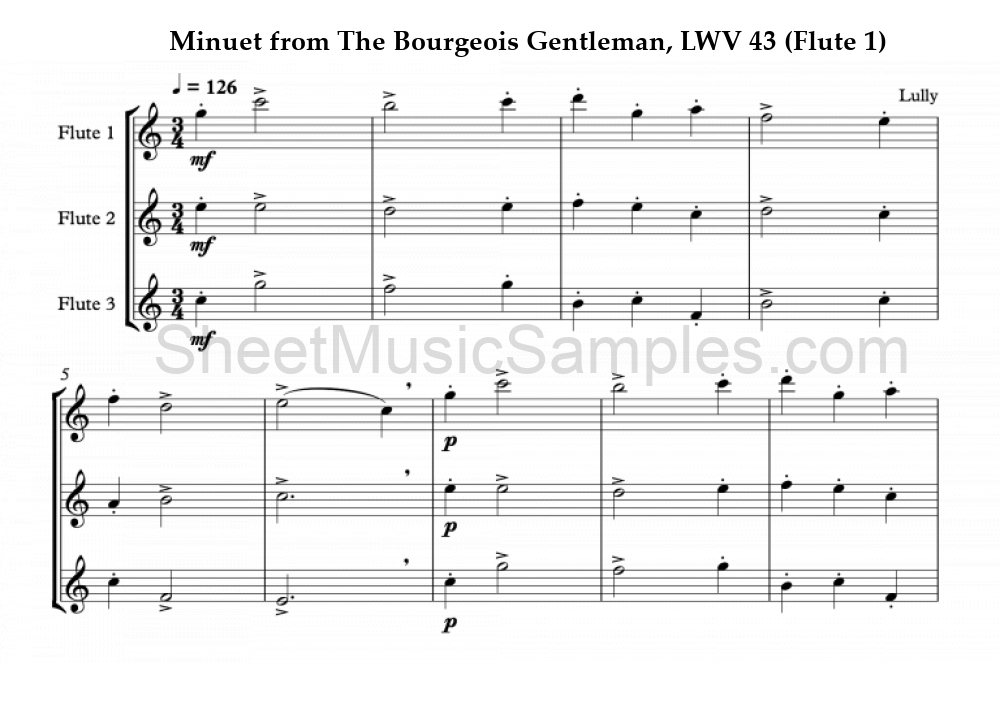 Minuet from The Bourgeois Gentleman, LWV 43 (Flute 1)