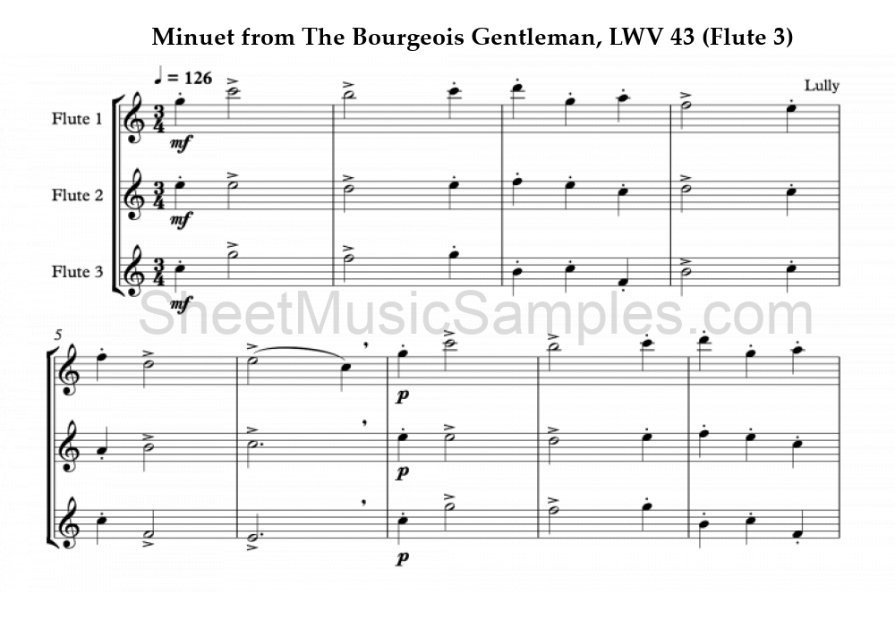 Minuet from The Bourgeois Gentleman, LWV 43 (Flute 3)