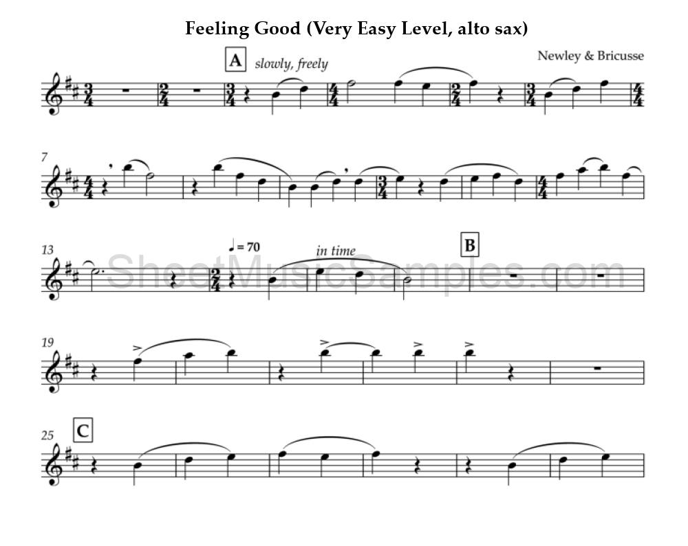 Feeling Good (Very Easy Level, alto sax)