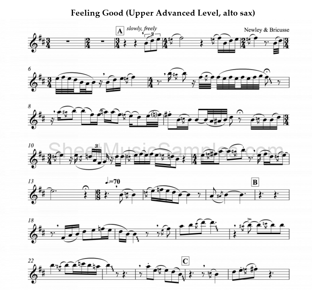 Feeling Good (Upper Advanced Level, alto sax)