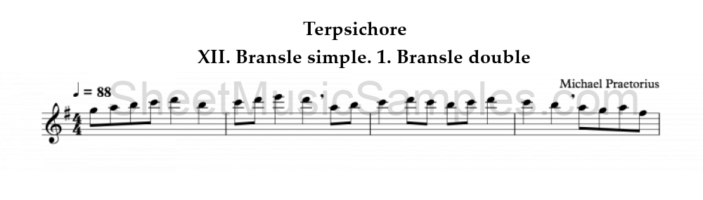 Terpsichore - XII. Bransle simple. 1. Bransle double