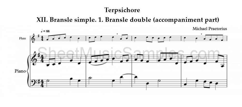 Terpsichore - XII. Bransle simple. 1. Bransle double (accompaniment part)