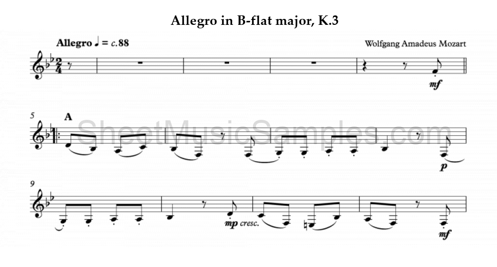 Allegro in B-flat major, K.3