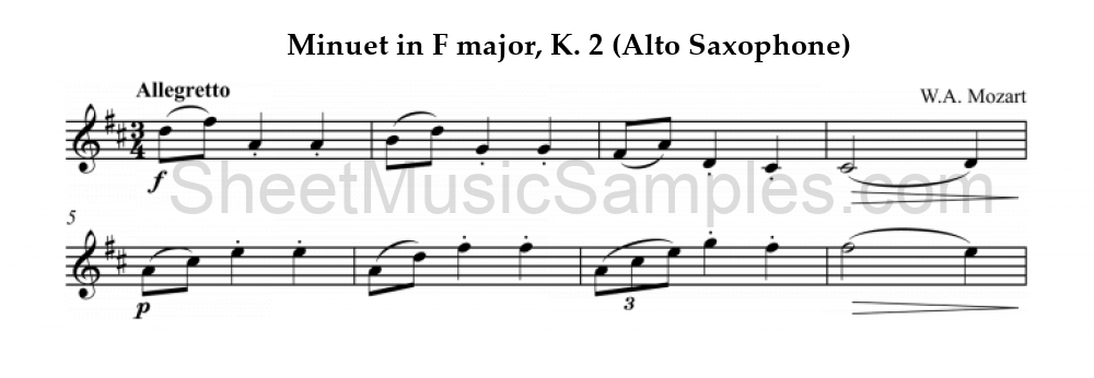 Minuet in F major, K. 2 (Alto Saxophone)