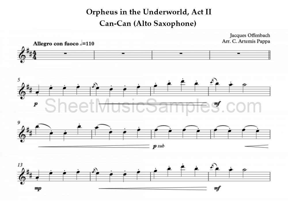 Orpheus in the Underworld, Act II - Can-Can (Alto Saxophone)