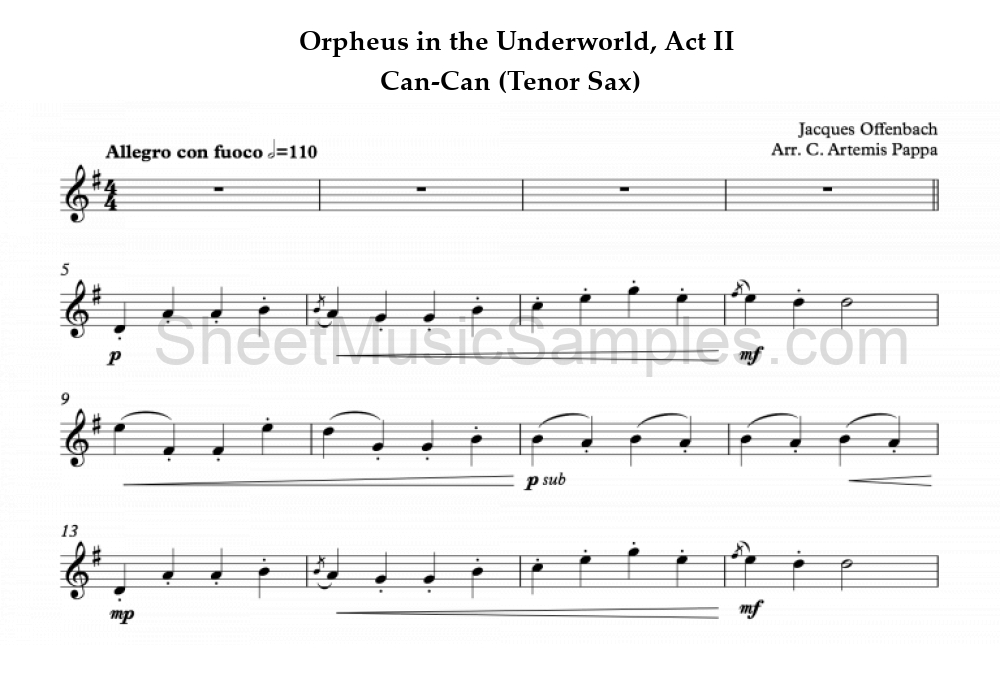 Orpheus in the Underworld, Act II - Can-Can (Tenor Sax)