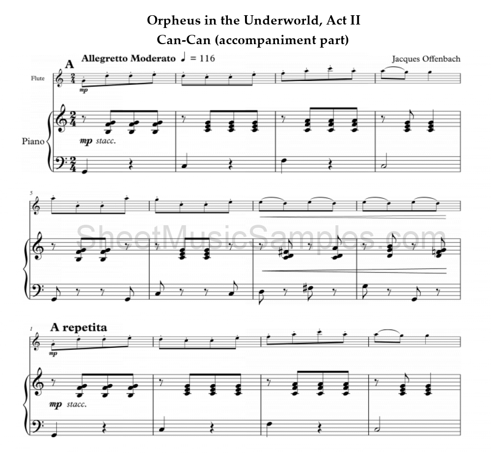 Orpheus in the Underworld, Act II - Can-Can (accompaniment part)