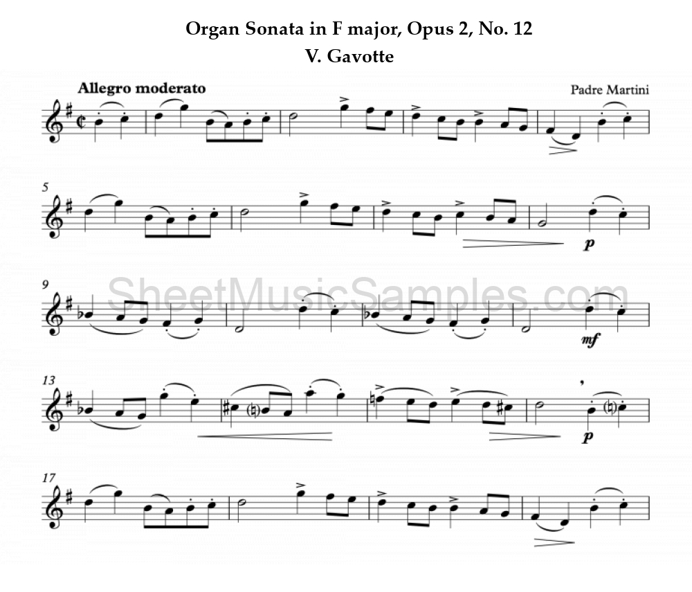 Organ Sonata in F major, Opus 2, No. 12 - V. Gavotte