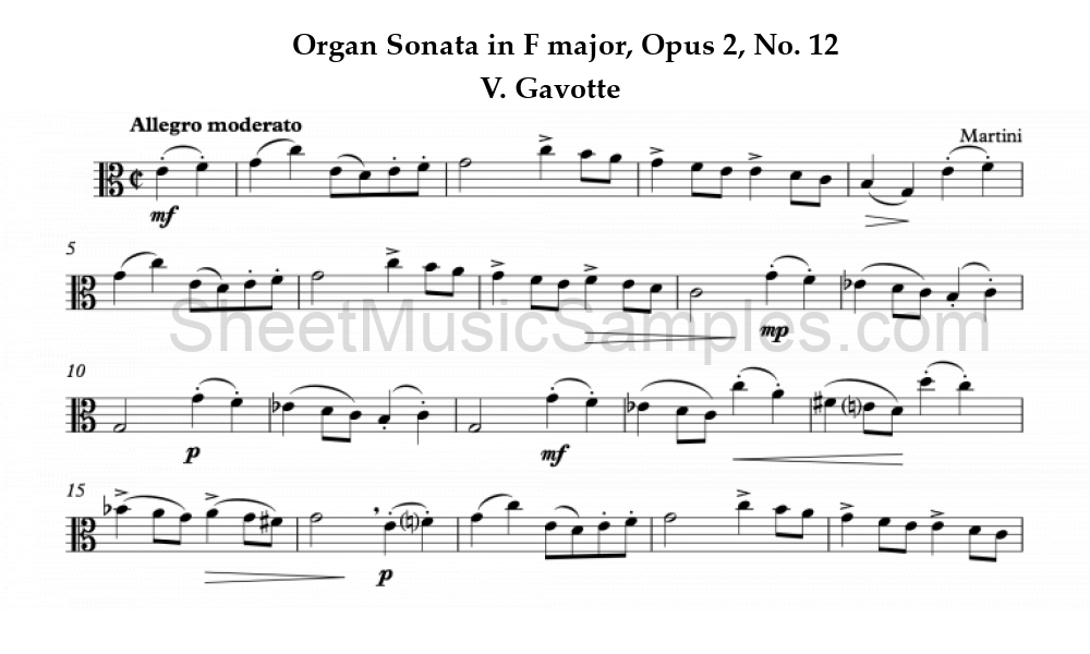 Organ Sonata in F major, Opus 2, No. 12 - V. Gavotte