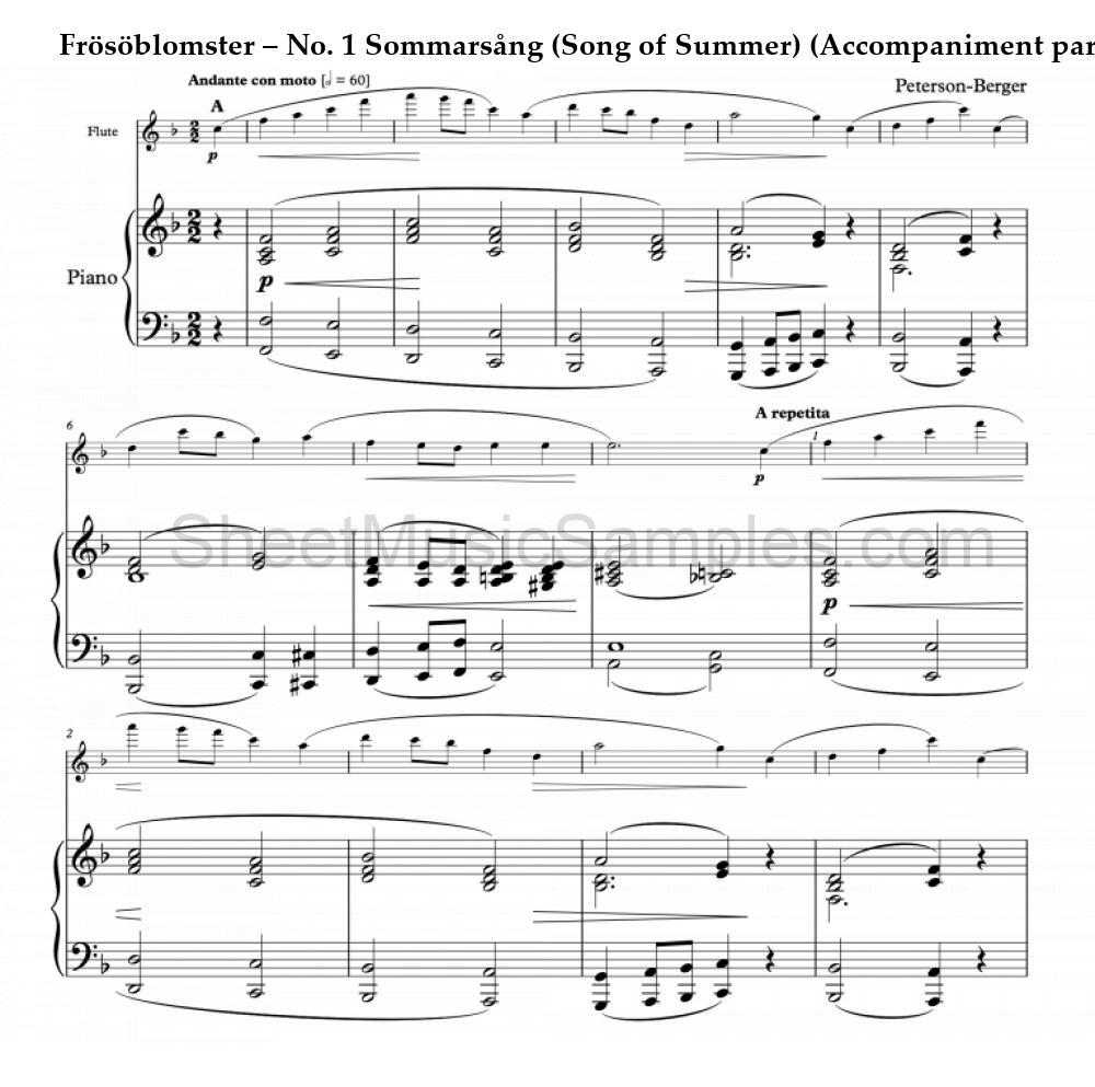 Frösöblomster – No. 1 Sommarsång (Song of Summer) (Accompaniment part)