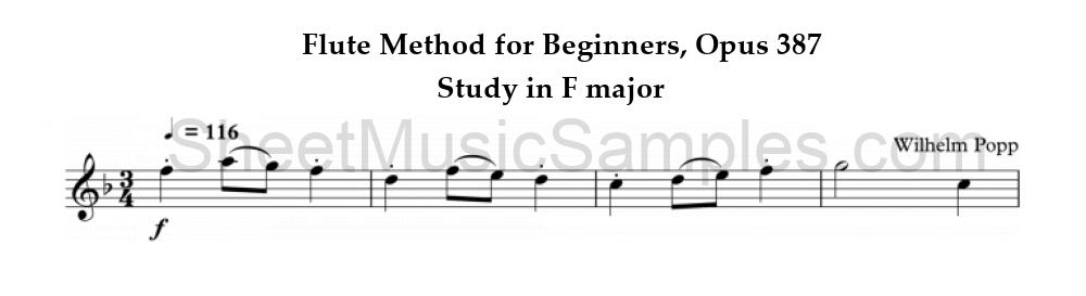 Flute Method for Beginners, Opus 387 - Study in F major