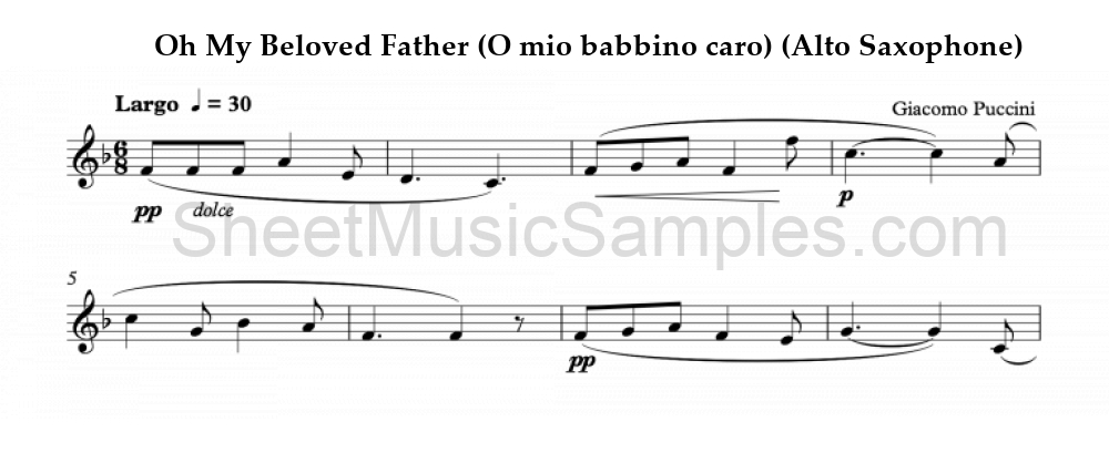 Oh My Beloved Father (O mio babbino caro) (Alto Saxophone)