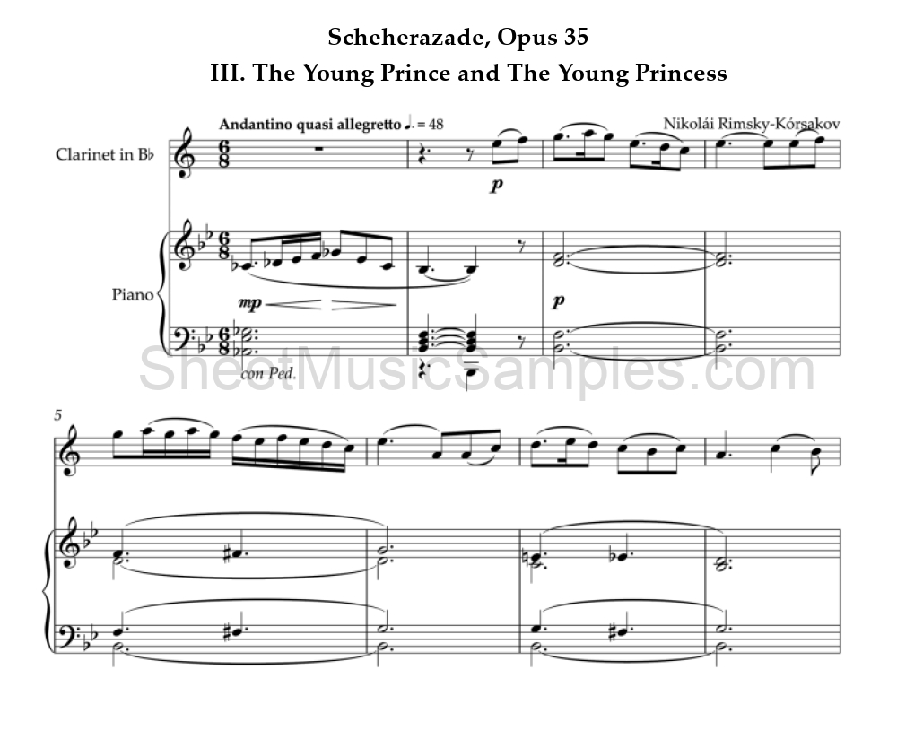 Scheherazade, Opus 35 - III. The Young Prince and The Young Princess