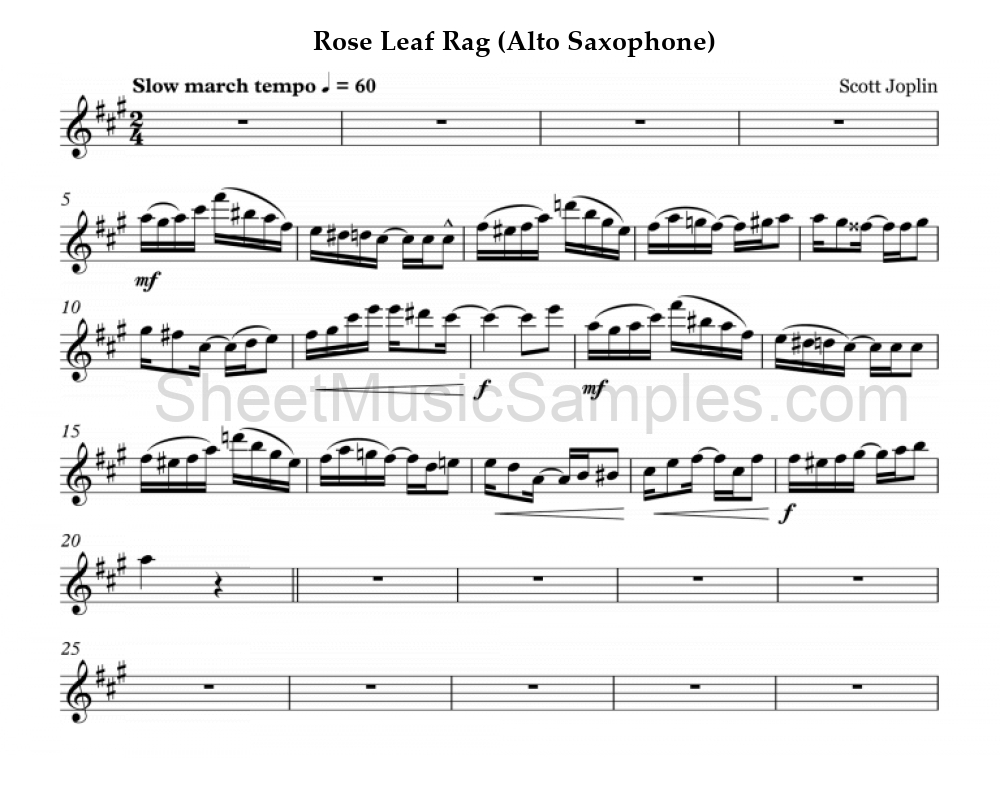 Rose Leaf Rag (Alto Saxophone)