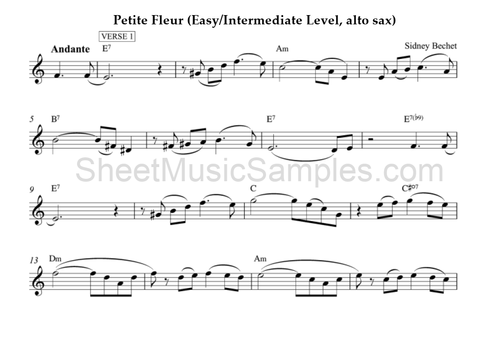 Petite Fleur (Easy/Intermediate Level, alto sax)