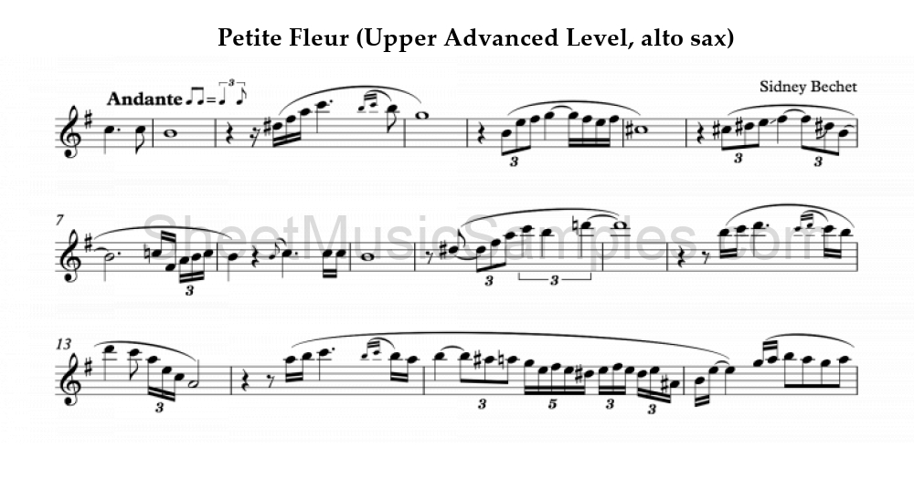 Petite Fleur (Upper Advanced Level, alto sax)