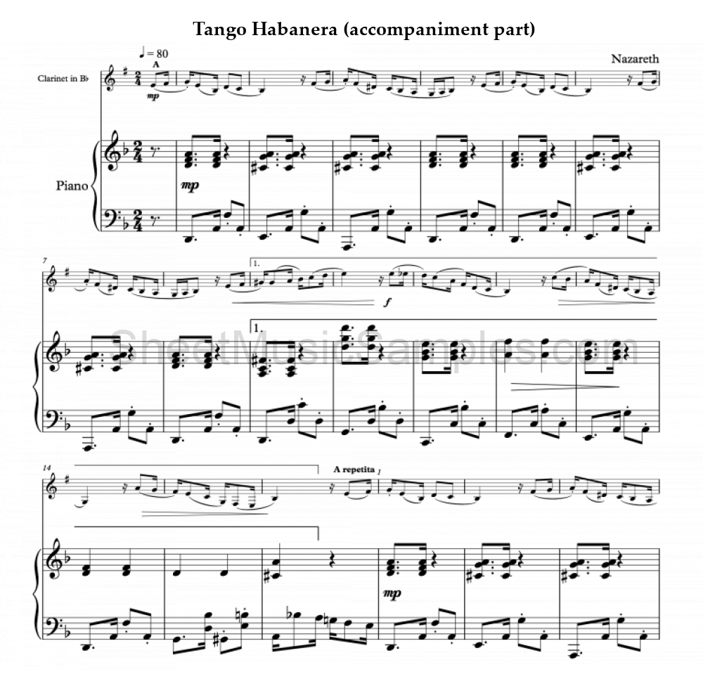 Tango Habanera (accompaniment part)