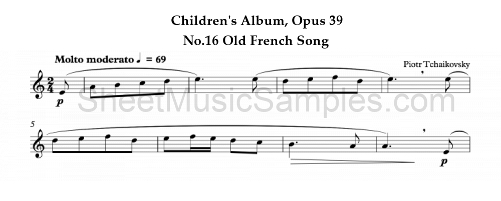 Children's Album, Opus 39 - No.16 Old French Song