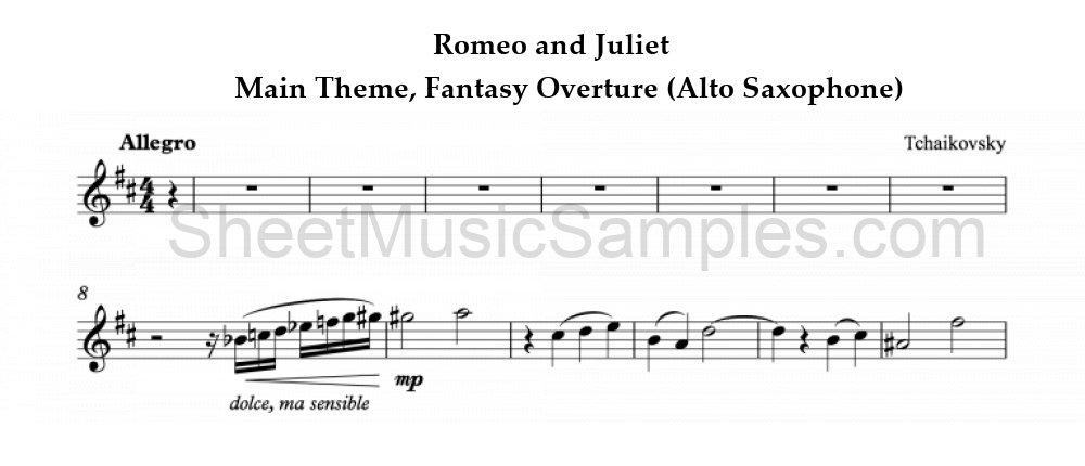 Romeo and Juliet - Main Theme, Fantasy Overture (Alto Saxophone)