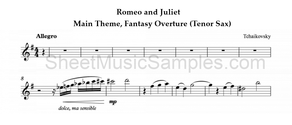 Romeo and Juliet - Main Theme, Fantasy Overture (Tenor Sax)