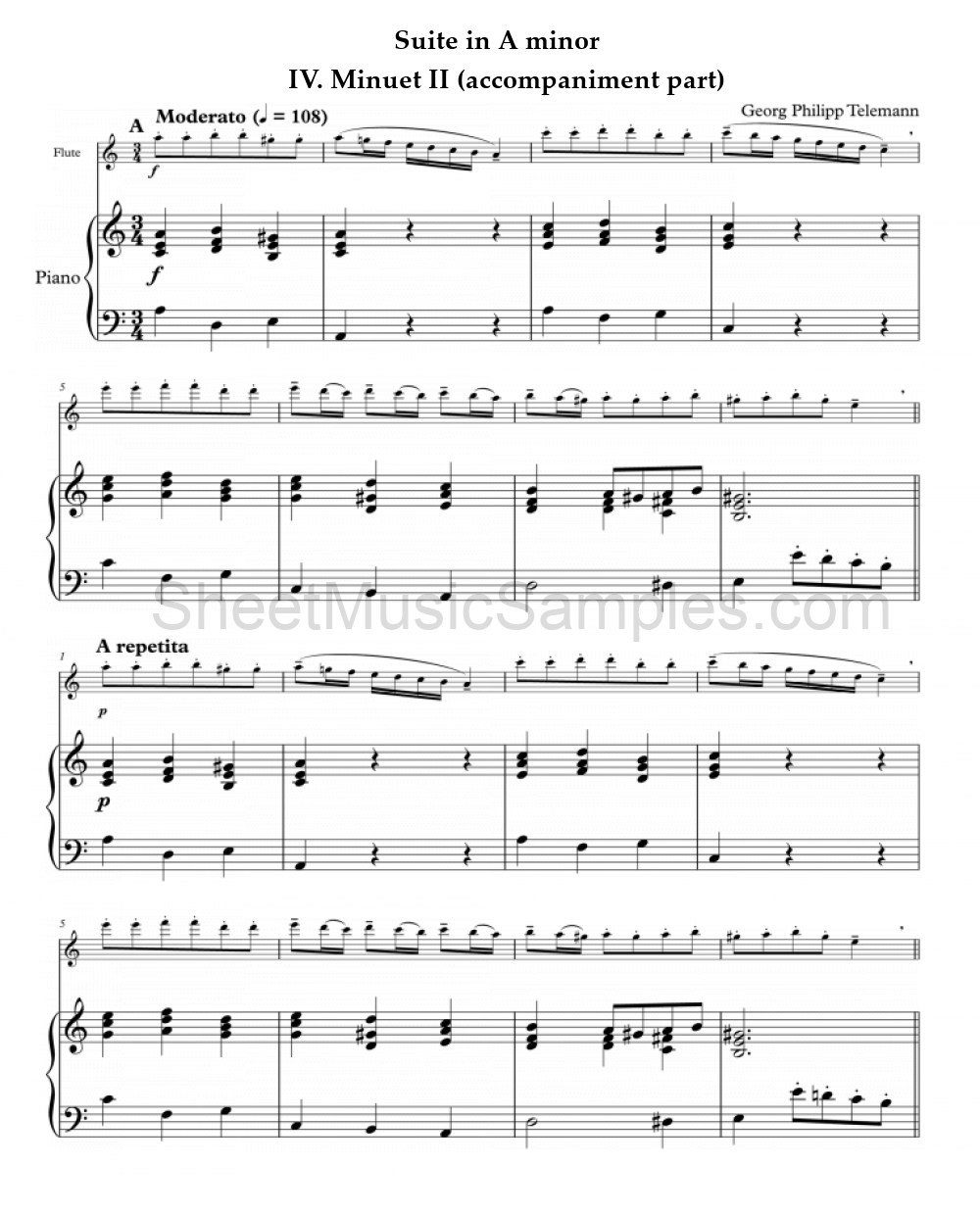 Suite in A minor - IV. Minuet II (accompaniment part)