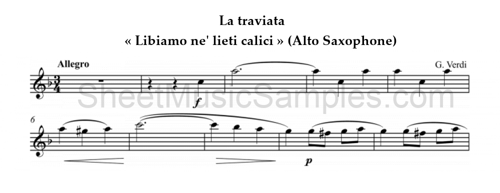 La traviata - « Libiamo ne' lieti calici » (Alto Saxophone)