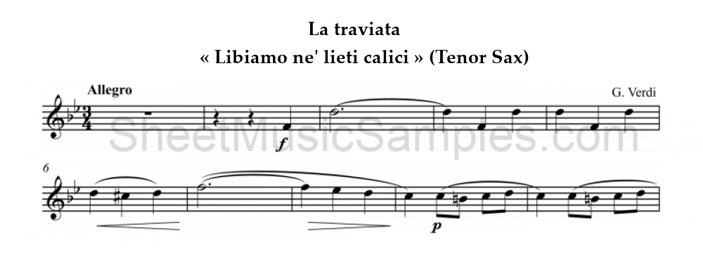 La traviata - « Libiamo ne' lieti calici » (Tenor Sax)