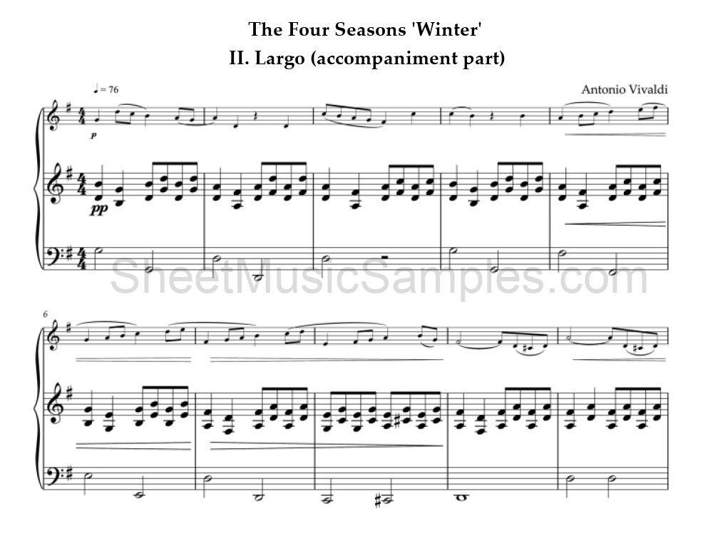 The Four Seasons 'Winter' - II. Largo (accompaniment part)