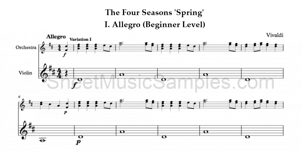 The Four Seasons 'Spring' - I. Allegro (Beginner Level)