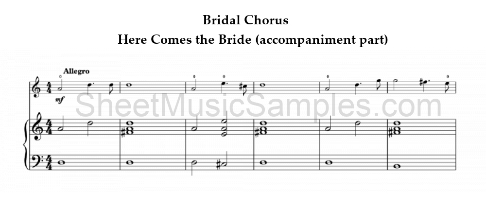 Bridal Chorus - Here Comes the Bride (accompaniment part)