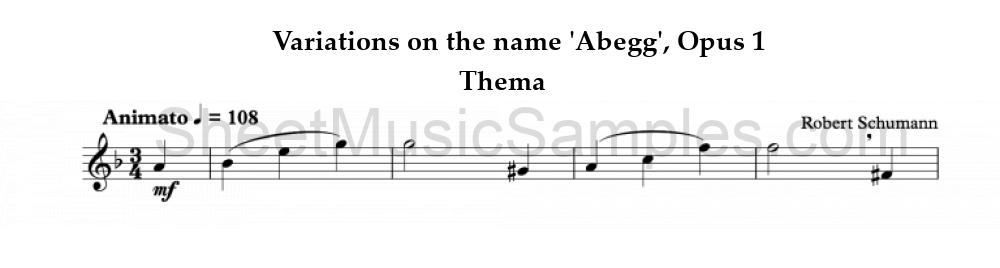 Variations on the name 'Abegg', Opus 1 - Thema