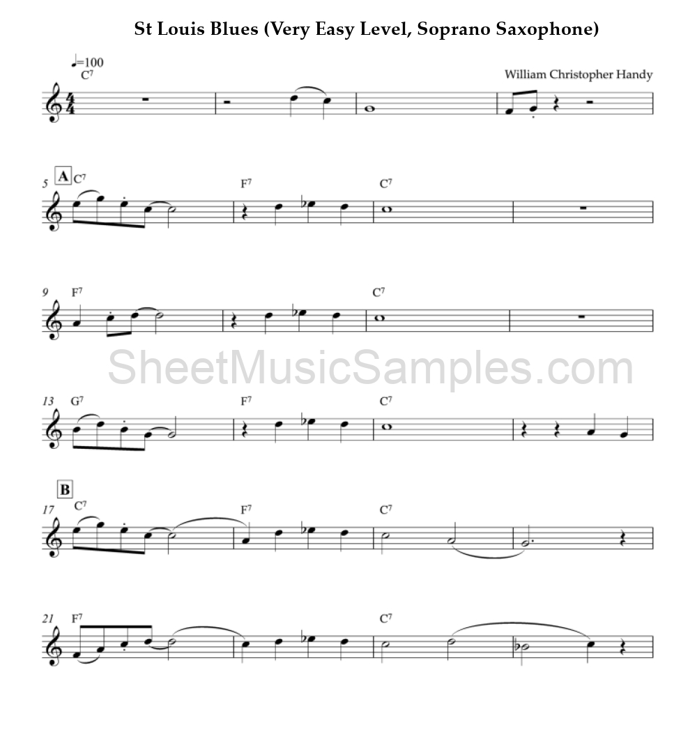 St Louis Blues (Very Easy Level, Soprano Saxophone)