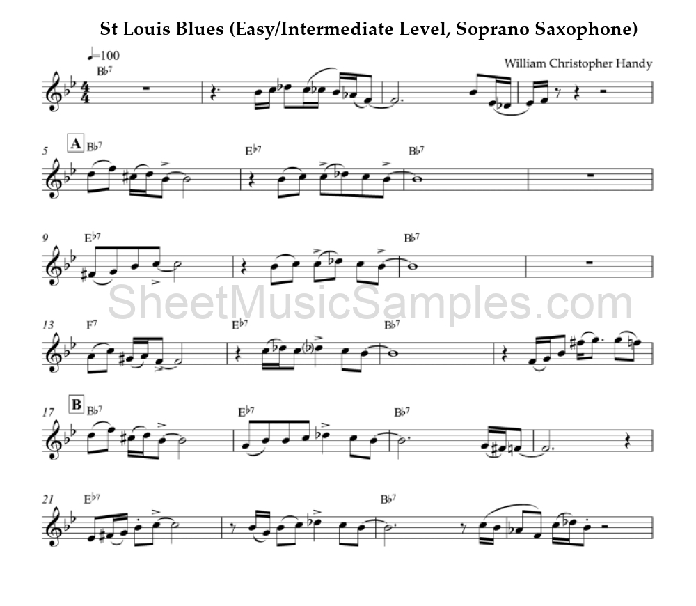 St Louis Blues (Easy/Intermediate Level, Soprano Saxophone)