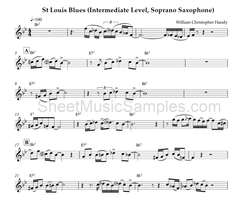 St Louis Blues (Intermediate Level, Soprano Saxophone)