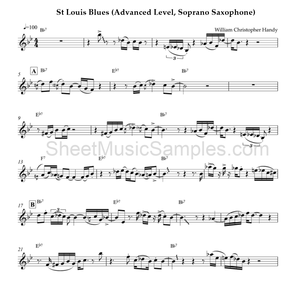 St Louis Blues (Advanced Level, Soprano Saxophone)