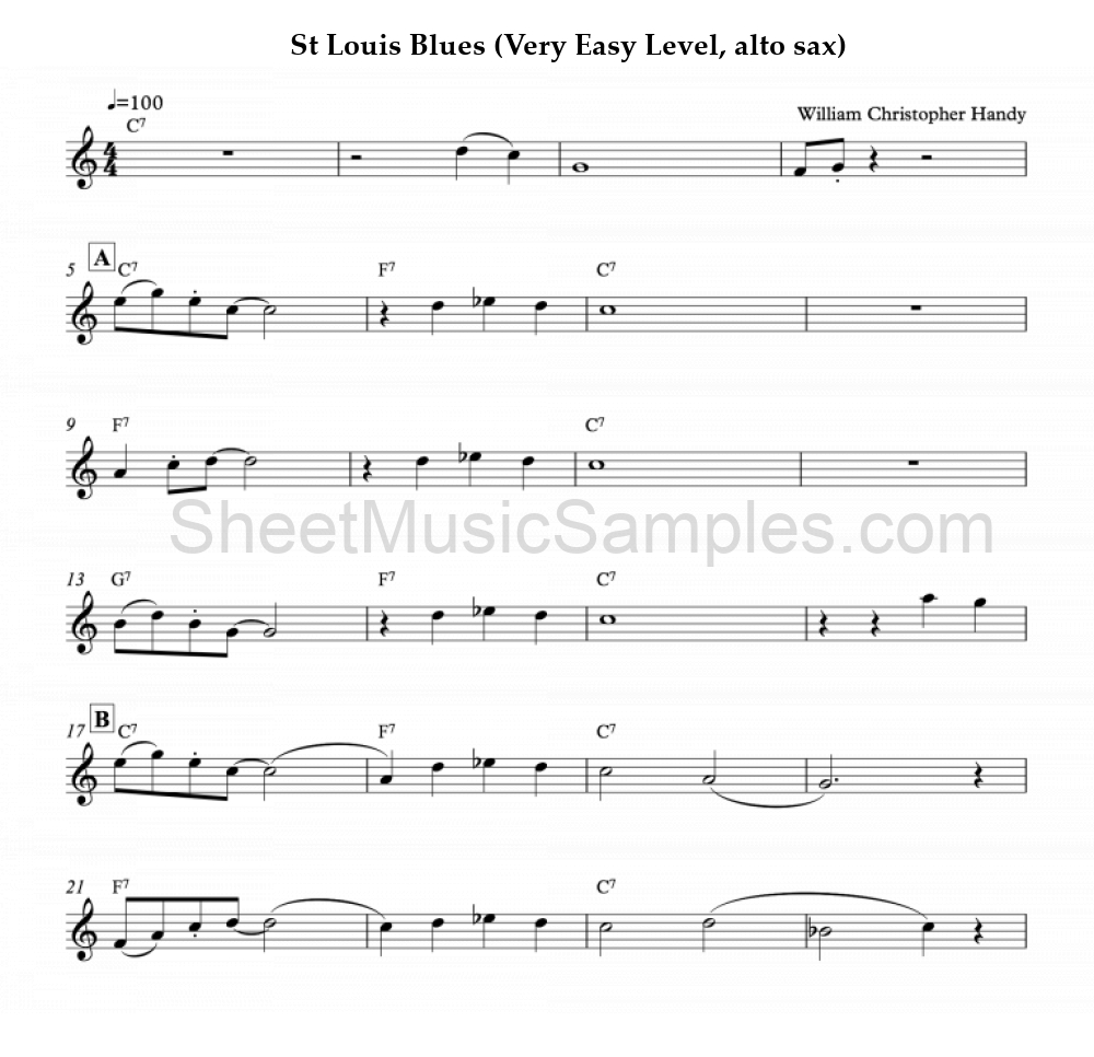 St Louis Blues (Very Easy Level, alto sax)