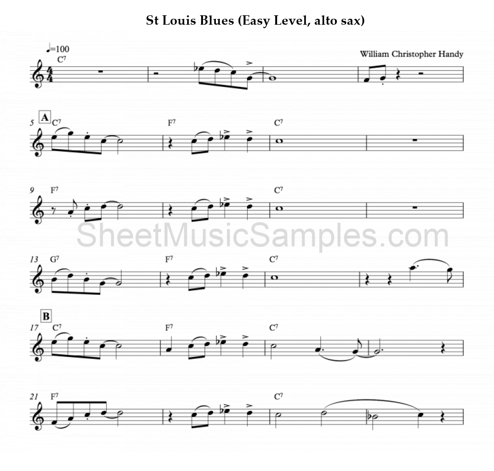 St Louis Blues (Easy Level, alto sax)