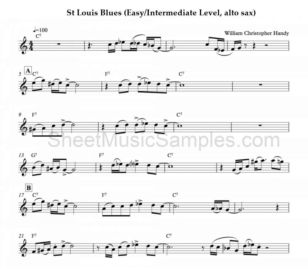 St Louis Blues (Easy/Intermediate Level, alto sax)