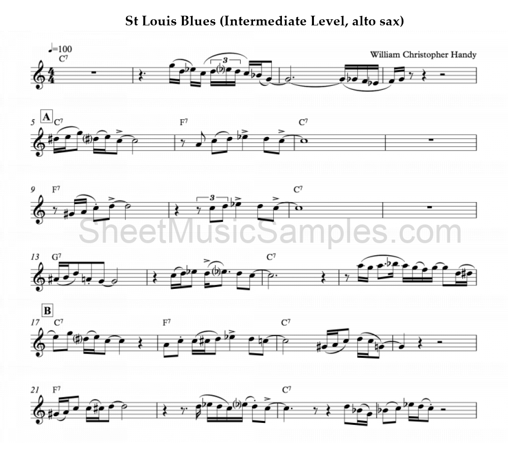 St Louis Blues (Intermediate Level, alto sax)